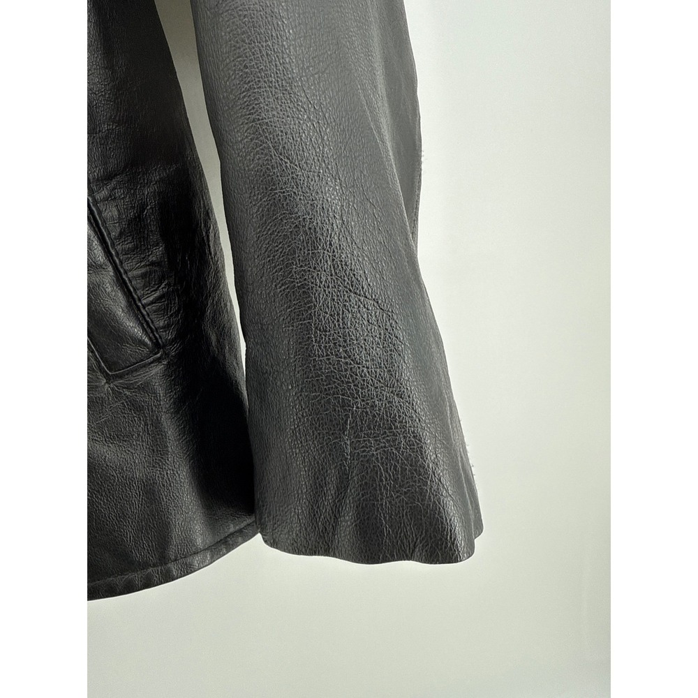 Mens Black Leather Jacket Volt Development Team Burks Bay Full Zip Unsized - Picture 5 of 9